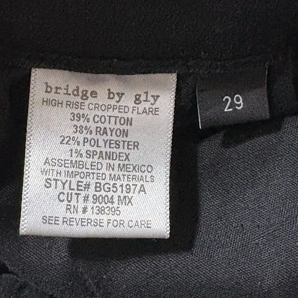 Bridge by Gly High Rise Cropped Flare Black Jeans Size 29 - Picture 6 of 6